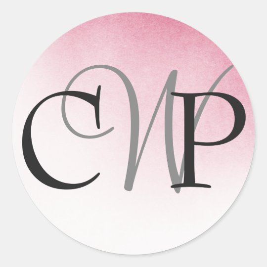 Pink Ombre Wedding Monogram stickers