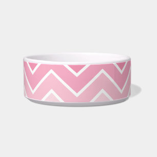 Pink Ombre Zig Zag Chevron Pattern Pet Bowls