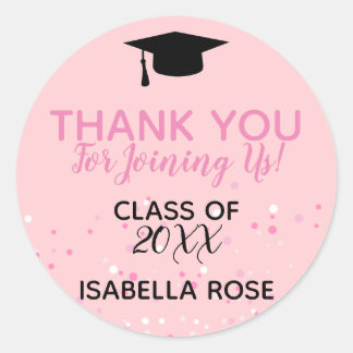 Pink Ombree Graduation Classic Round Sticker