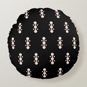 Pink on Black Design Round Pillow