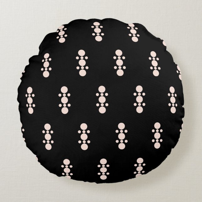 Pink on Black Design Round Pillow (Front)