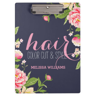 Pink On Blue Flowers Frame Clipboard