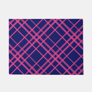 Pink On Blue Plaid Lines Design  Doormat