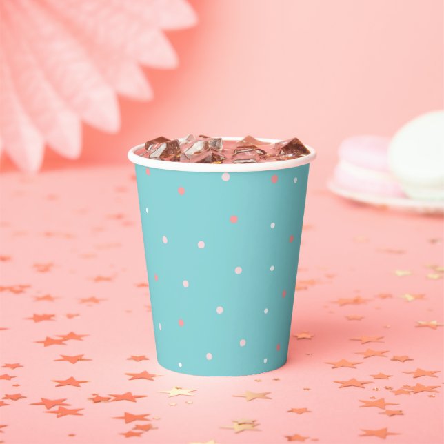 Pink on Blue Polka Dots Birthday Party  Paper Cups (Insitu)