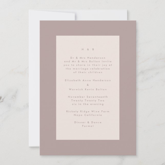 Pink on Blush Modern Minimalistic Simple Wedding Invitation (Front)