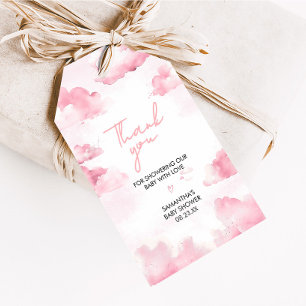 Pink On Cloud Nine Baby Shower Favor Tags
