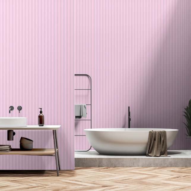 Pink On Dusty Pink Stripes Wallpaper (Bathroom)