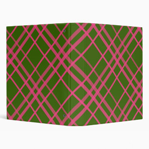 Pink On Green Plaid Lines Design Binder