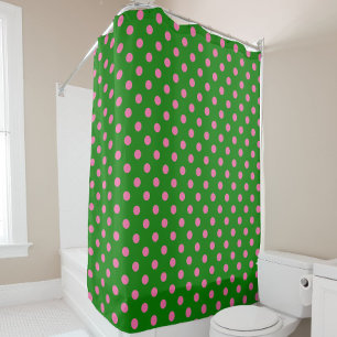 Pink On Green Polka Dots Pattern Design