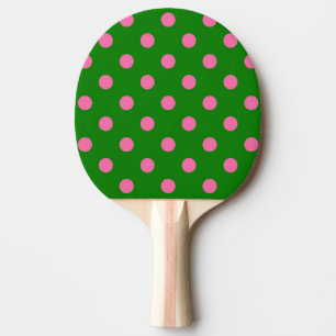 Pink On Green Polka Dots Pattern Design Ping Pong Paddle