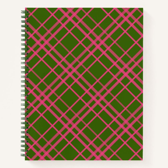 Pink On Green Tartan Plaid Pattern Design  Notebook (Front)