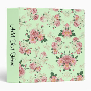 Pink on Green Vintage Floral Binder