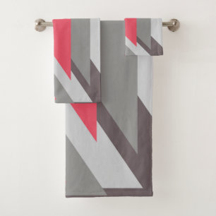 Pink on grey bath towel set