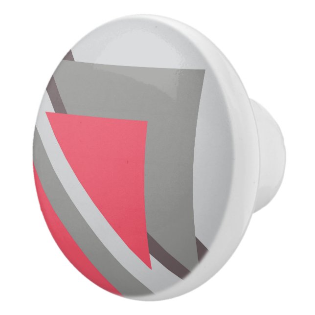 Pink on grey ceramic knob (Right)