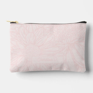 Pink on Pale Pink Chrysanthemums with Name Accessory Pouch