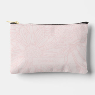  Pink on Pale Pink Chrysanthemums with Name Accessory Pouch