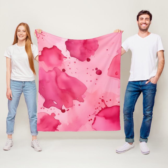 Pink on Pink Abstract Fleece Blanket (In Situ)