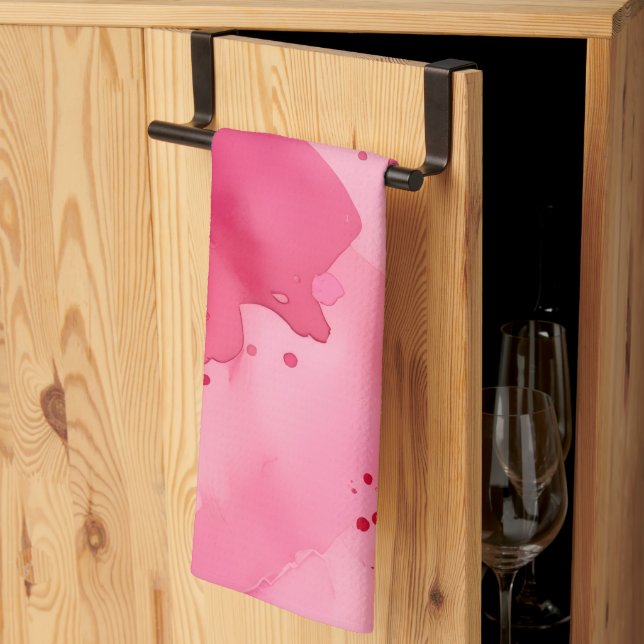Pink on Pink Abstract Kitchen Towel (Thirds Fold)
