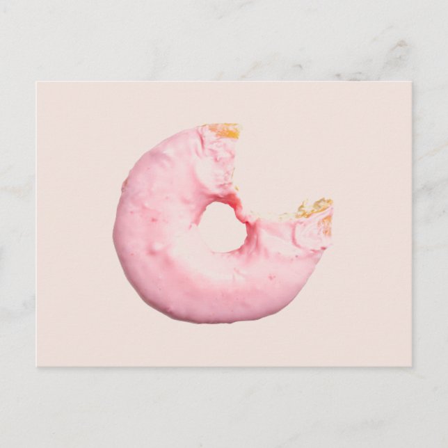 pink on pink bitten doughnut printed postcard (Front)