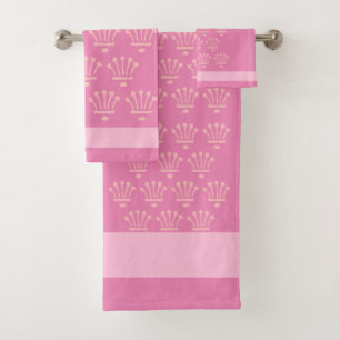 Pink On Pink Floral Crowns Gift Bath Towel Set 