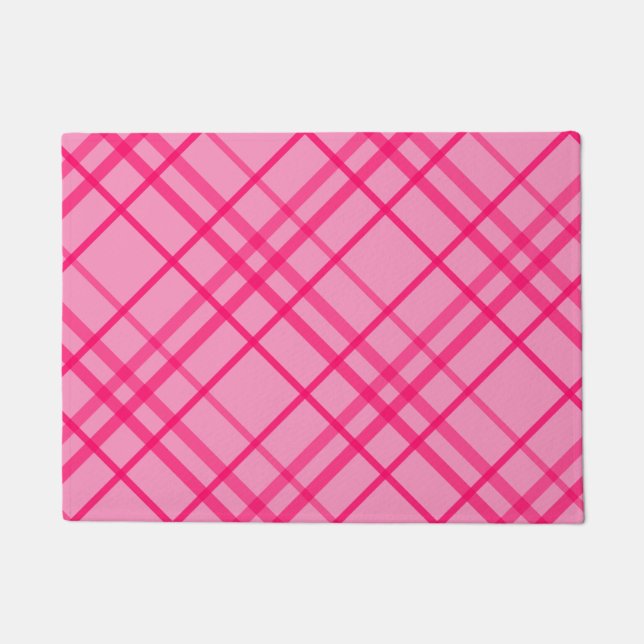 Pink On Pink Grid Line Plaid Design  Doormat (Front)