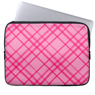 Pink On Pink Grid Line Plaid Design Laptop Sleeve