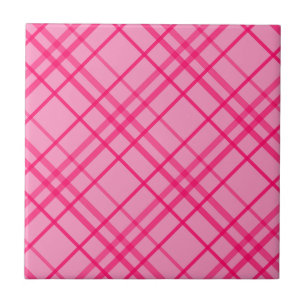 Pink On Pink Grid Line Plaid Design Tile