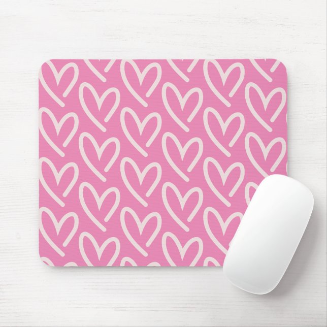 Pink on Pink Square  Heart  Mouse Pad (With Mouse)