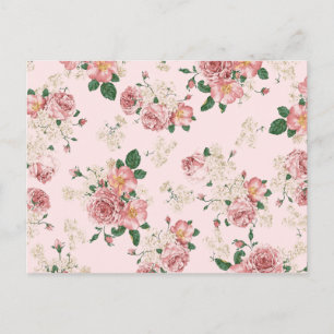 Pink on Pink Vintage Floral  Postcard