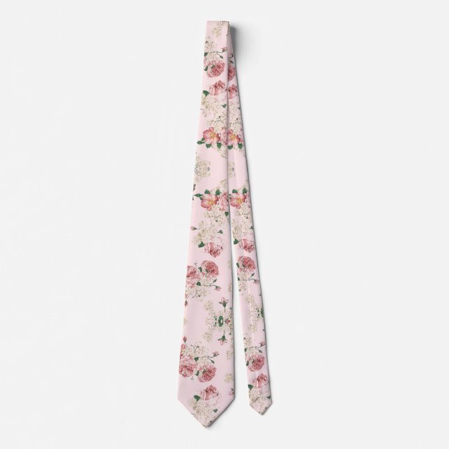 Pink on Pink Vintage Floral  Tie (Front)