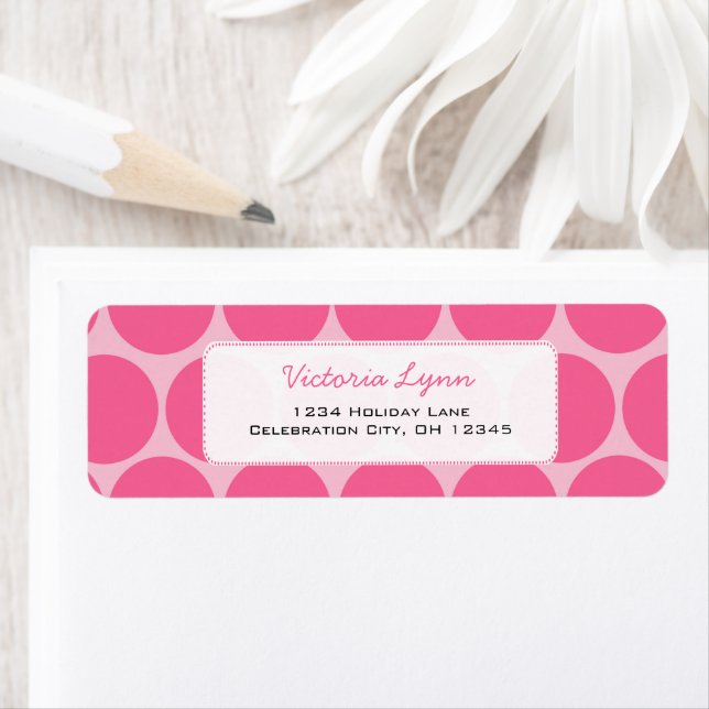 Pink On Pink Whimsical Dots Retourner Adresse Étiq (En situation)