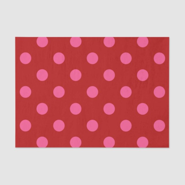 Pink On Red Polka Dots Pattern Design  Tissue Paper (Front)