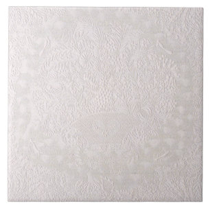 Pink On White Decorative Lace Tile
