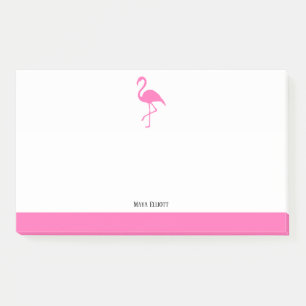 Pink on White Flamingo & Border with Name Post-it Notes
