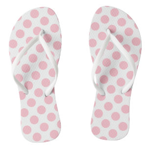 Pink on White Large Size Polka Dots Flip Flops