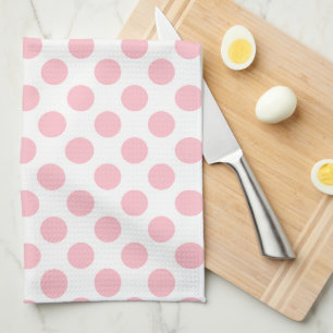 Pink on White Large Size Polka Dots Kitchen Towel