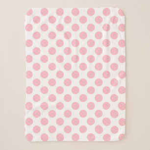 Pink on White Large Size Polka Dots Sherpa Blanket