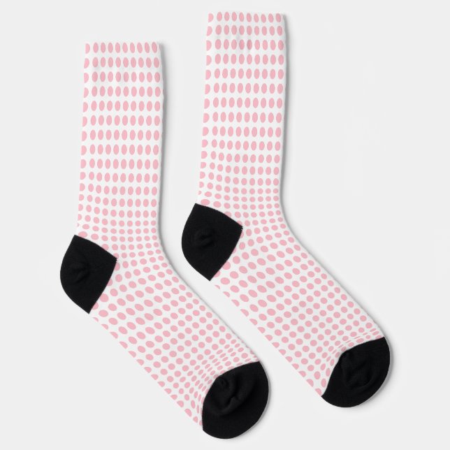 Pink on White Medium Size Horiz. Polka Dots Socks (Right)