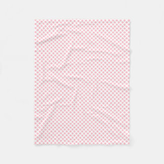 Pink on White Small Size Polka Dots Fleece Blanket