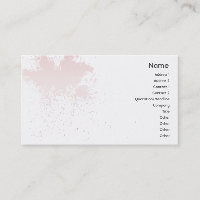 Pink On White Splatter - Business Business Card (Front)