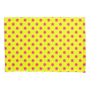 Pink On Yellow Polka Dots Pattern Design Pillowcase