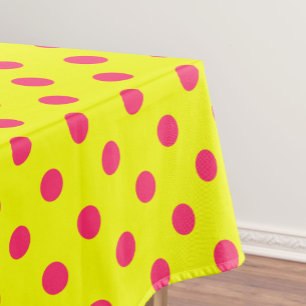 Pink On Yellow Polka Dots Pattern Design  Tablecloth