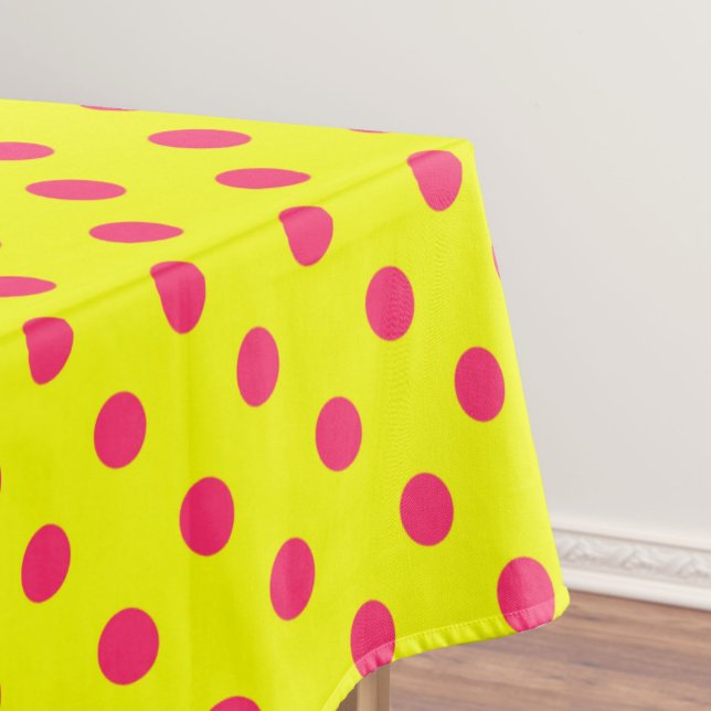 Pink On Yellow Polka Dots Pattern Design  Tablecloth (Creator Uploaded)