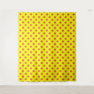 Pink On Yellow Polka Dots Pattern Design Tapestry