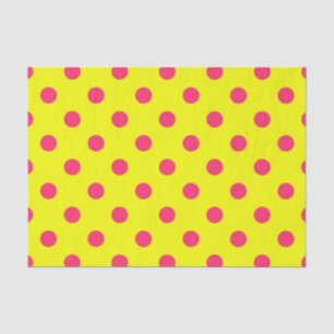 Pink On Yellow Polka Dots Pattern Design  Tissue Paper