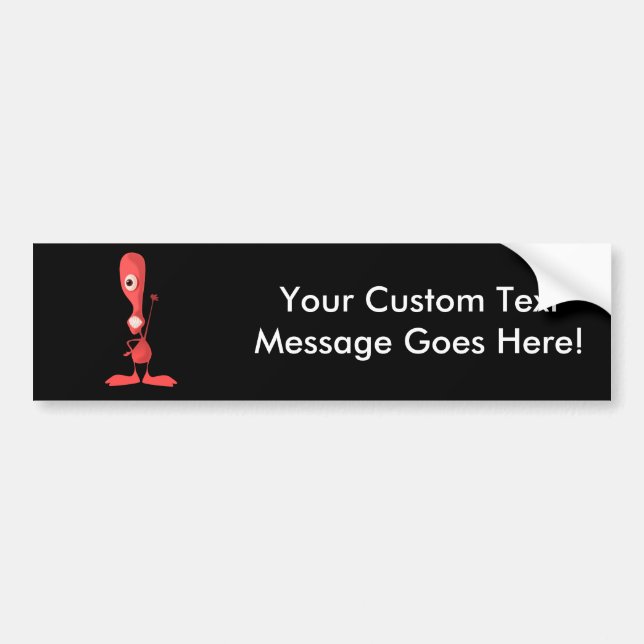 Pink One-Eyed Cyclops Cute Monster Waving Bumper Sticker (Front)