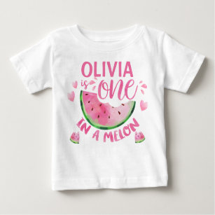 Pink One In A Melon 1st Birthday Baby T Shirt