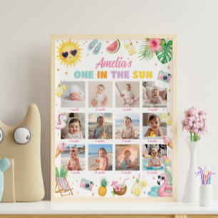 Pink One In The Sun Birthday Photo Milestone Sign