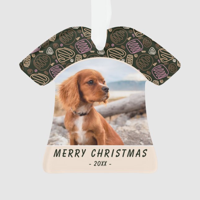 Pink One Line Chien Animal de compagnie photo Noël (devant)