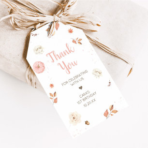 Pink One Little Pumpkin Birthday Party Favor Tags